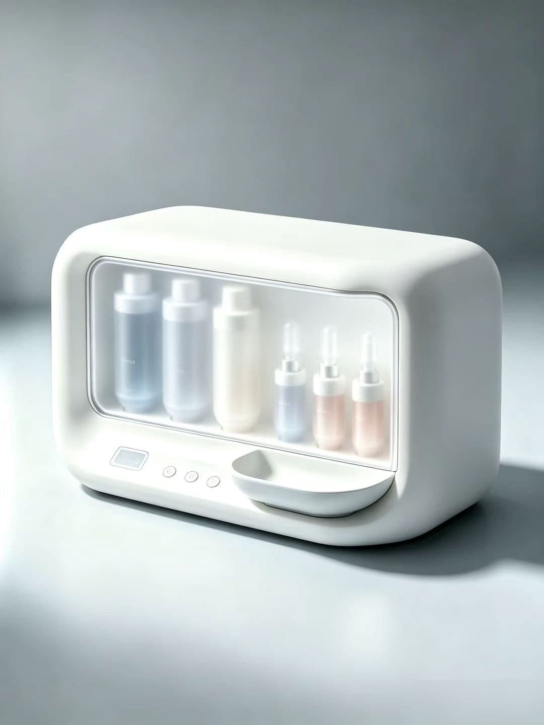 The Katalyze device, with six cartridges visible through the frosted window
